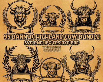 Highland Cow Banner SVG Bundle: Personalized Monogram Design (Digital Download)