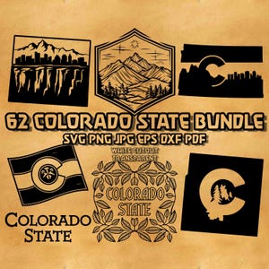 Colorado State SVG Bundle, Colorado Outline State Shape, Colorado Mountain Landscape Png, US Colorado State Monogram Flag Design Engrave Png