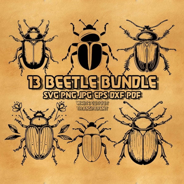 Beetle Svg Bundle, Bug Svg, Scarab Beetle Svg, Bug Vector, Floral Beetle Svg, Bug Laser Engraving file, Beetle Png Svg, Hand drawn Bug Svg