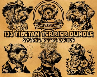 Tibetan Terrier SVG Bundle: Floral, Cowboy, Monogram Designs