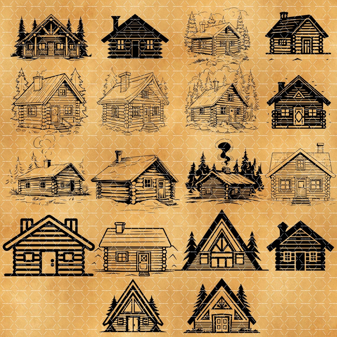 Log Cabin Svg Bundle, Wooden Cabin Svg, Log Cabin Silhouette Svg