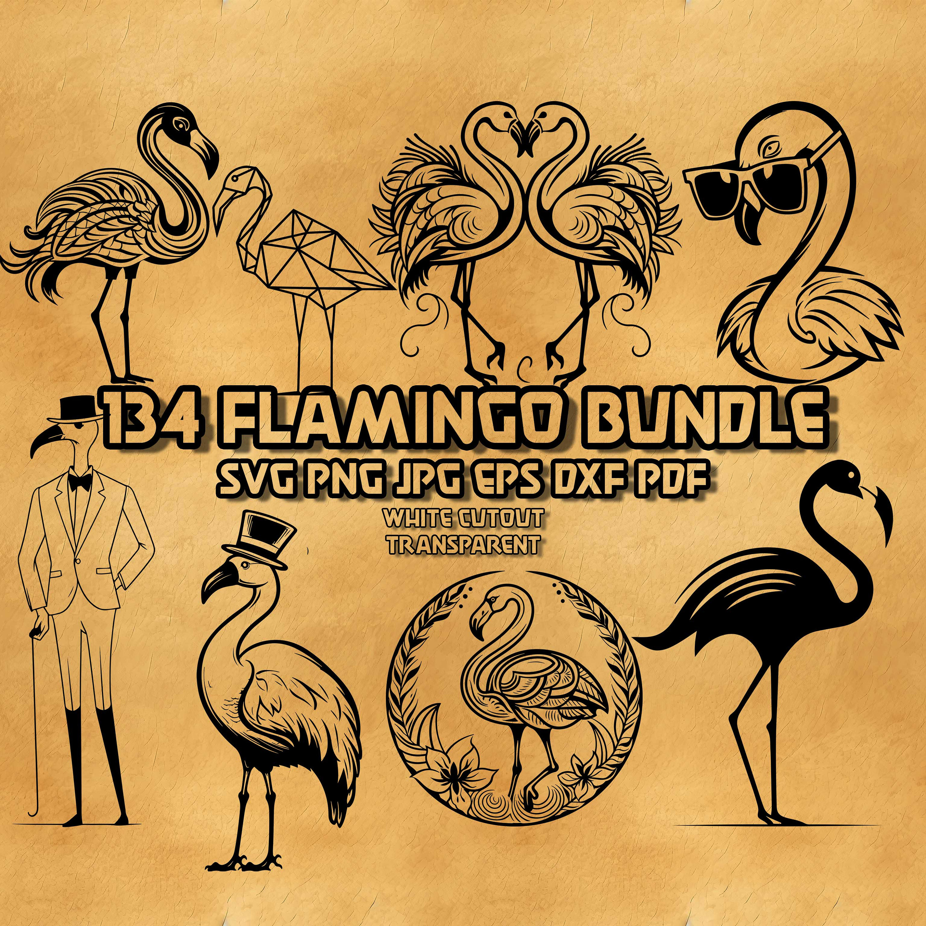 Flamingo SVG Bundle: Tropical Bird Silhouette (Digital Product)