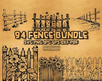 Pakiet SVG „Floral Fence”: Wektor dekoracji farmy (produkt cyfrowy)
