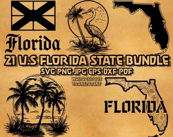 Florida State SVG-paket: Palmer och Sunshine State-kontur