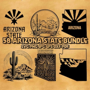 US Arizona State SVG-Bundle, Arizona Zustand Umriss Png, Wüstenkaktus Sonnenuntergang Road Trip Designs, Arizona State Southwest gravieren Datei Png svg