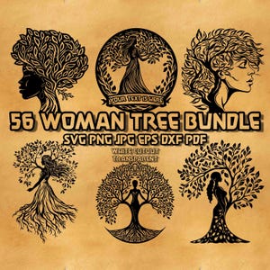 Floral Woman Tree SVG Bundle: Graceful Design (Digital Download)
