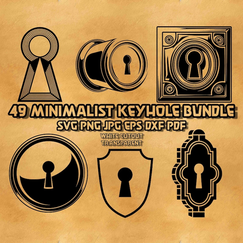49 Minimalist Keyhole SVG Bundle: Vintage Door Hardware Clipart for ...