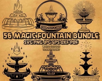 Paquete de archivos SVG de Fuente Mágica: Diseños de cascadas místicas (PNG, EPS)