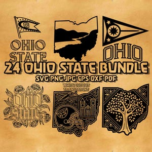 Ohio State SVG Bundle, Ohio State Outline State Shape, USA Ohio State Map Silhouette Engrave File, Home State Inspired Design Png Svg
