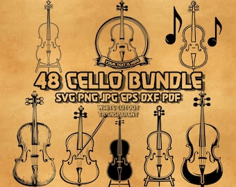 Cello SVG Bundle: Musical Instrument Designs (Digital Files)