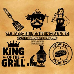 BBQ Grill SVG Bundle Grilling Barbecue Illustrations Pitmaster Smoker Line Art Cookout Grill Master Apron Vector Graphics Digital Design
