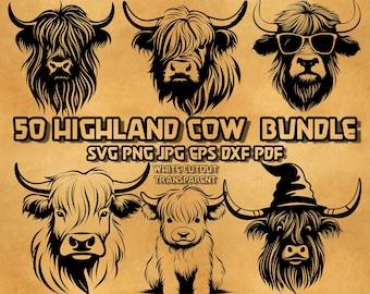 Highland Cow Svg, Cow with Flower Crown Svg , Farm cow svg, highland cow head png ,Highland cow wear cowboy hat, Highland Cow sunglass svg
