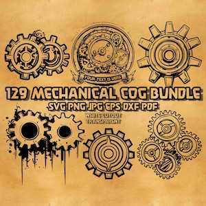 Mechanical Cog SVG Bundle: Steampunk Gear Designs (Digital Product)