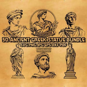 Ancient Greek Statue SVG Bundle, Classical Sculpture Clipart Art, Roman Statue Png,  Philosopher Art & Aesthetic Designs Svg Engrave Png Eps