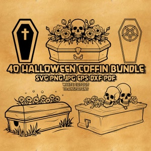 Halloween Coffin Svg Bundle, Coffin Cross SVG, Skeleton Coffin svg, Halloween Decor, halloween coffin skull svg, coffin floral svg, dxf, eps