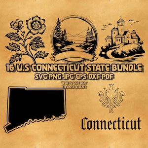 Connecticut State Outline SVG Bundle: Map Silhouette (Digital Download)