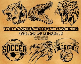 Pakiet SVG maskotki szkoły 139 śmiałych ikon Varsity do projektów kreatywnych do druku Szczegółowy zarys pracy Kolekcja zasobów cyfrowych dla twórców