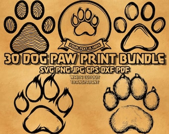 Paquete de imágenes SVG de huellas de perro: imágenes prediseñadas para amantes de las mascotas, siluetas (producto digital)
