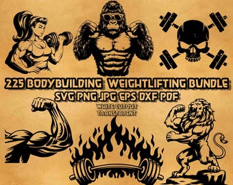 Bodybuilding SVG Bundle: Gym Fitness Quotes, Muscle Art (Digital Download)