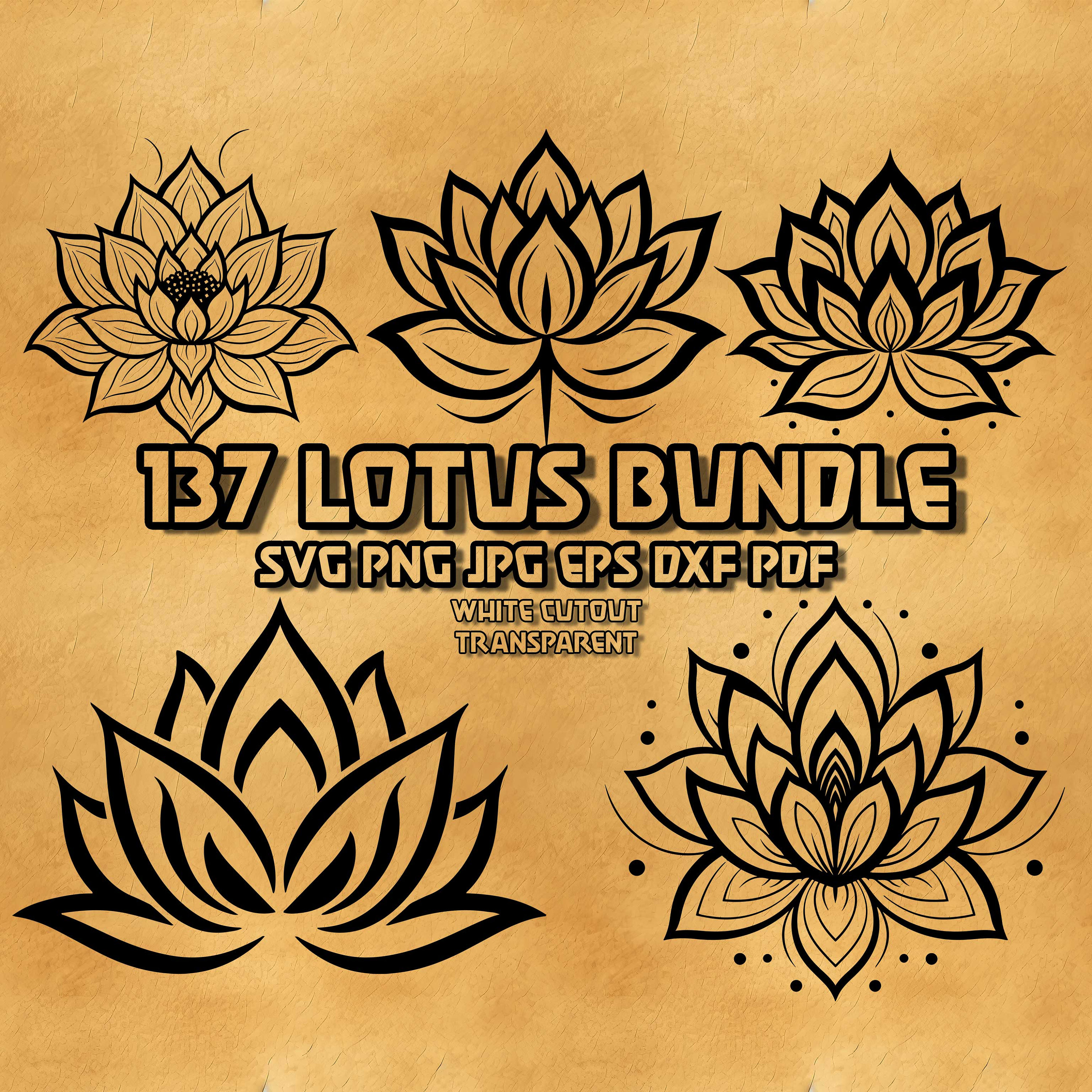 Lotus Flower Svg Bundle, Botanical Svg, Lotus Clipart, Lotus Cricut , Flower for Logo Design ...