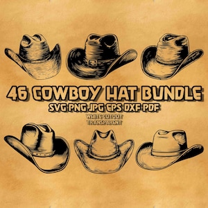 Cowboy Hat Svg Bundle, Cowboy Hat Png, Cowboy Hat Clipart , Cowboy Hats ,  Instant Download, PNG