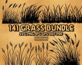 141 Grass Silhouette SVG Bundle Botanical Meadow Illustrations Pampas Wildflower Line Art Vector Graphics Digital Design Instant Download