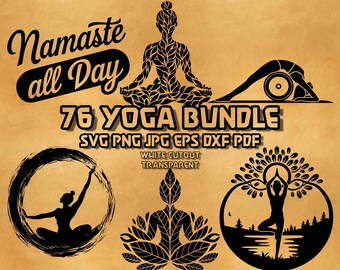 Yoga SVG Bundle: Relax Poses, Chakra Symbols, Boho Namaste (Digital Download)