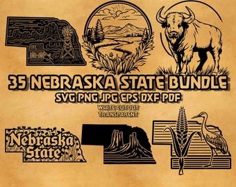 Nebraska State Outline SVG Bundle: Laser Engrave File
