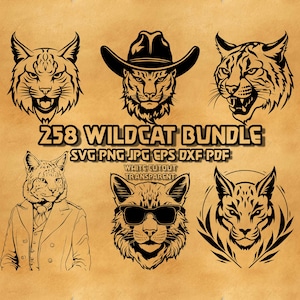 Wildkatzen-Svg-Bundle, Florale Wildkatzen-Svg, Cowboy-Wildkatzen-Svg, Geometrische Wildkatze-Svg, Sonnenbrille-Wildkatzen-Svg, Raubtierkatze-Svg, Wütende Katze-Svg,