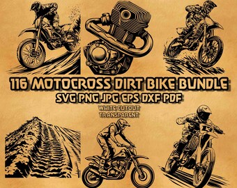 Motocross SVG Bundle 116 Designs Dirt Bike Illustrations Racing Line Art Garage Decor Vector Graphics Digital Design Clipart Collection