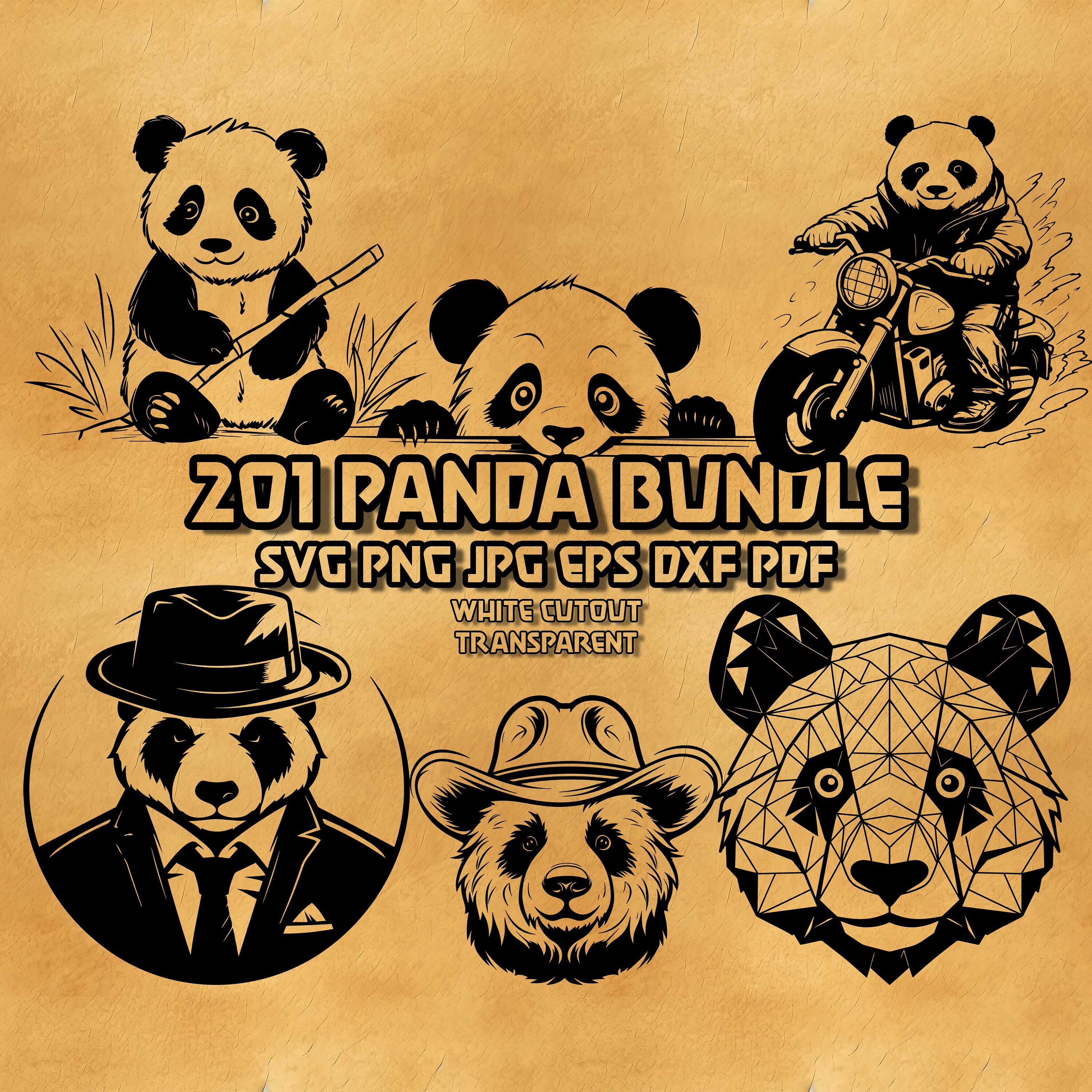 Panda Svg Bundle, Peeking Panda, Sleeping Panda Svg, Cowboy Panda Svg ...