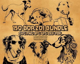 Paquete SVG de Borzoi, Lobero Ruso, Floral, Vaquero (Archivos Digitales)