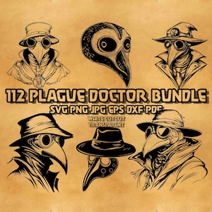 Mittelalterliche Pestdoktor Maske SVG Bundle, Steampunk Pestdoktor, Gothic Historische Dark Vintage Kunst, Halloween & Dekor Gothic Designs svg