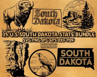 South Dakota State Outline SVG Bundle: Laser Cut & Engrave Design (Digital Download)