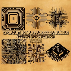 Circuit Board SVG Bundle: Computer Processor, Tech, Engineering (Digital Download)