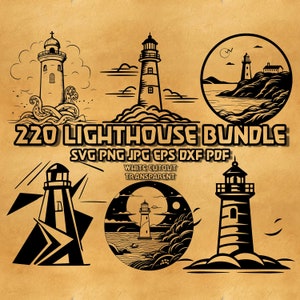 Lighthouse Svg Bundle, Lighthouse Png, Ocean Svg, Sea Svg, Lighthouse Silhouette, Lighthouse tshirt design, Lighthouse logo design, eps,dxf
