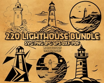 Lighthouse Svg Bundle, Lighthouse Png, Ocean Svg, Sea Svg, Lighthouse Silhouette, Lighthouse tshirt design, Lighthouse logo design, eps,dxf