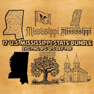 Mississippi State Outline SVG Bundle, Mississippi State Outline State Shape, USA Mississippi State Map Silhouette Engrave File Png Svg
