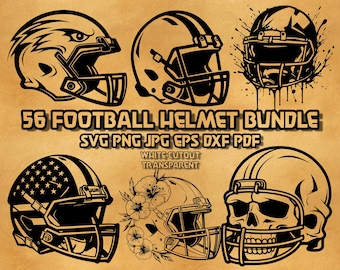 Paquete de archivos SVG de cascos de fútbol americano: bandera estadounidense, águila, calavera, diseño floral (producto digital)