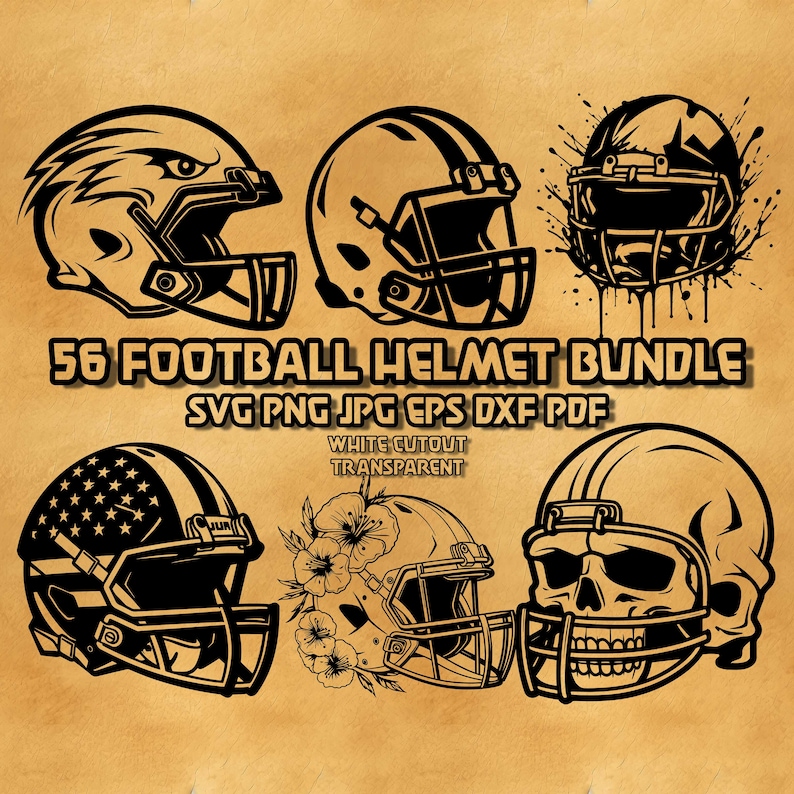Football Helmet Svg Bundle, American Flag Football Helmet, Eagle Helmet Svg, Skull Football