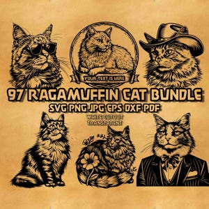 RagaMuffin Cat SVG Bundle: Floral, Cowboy, Gentleman (Digitale Dateien)