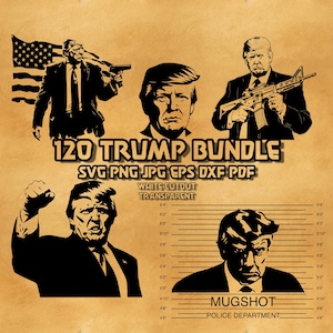 Trump SVG Bundle: Mugshot, American Flag Designs (Digital Files)