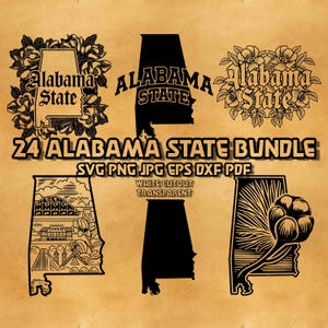 Bundle SVG État de l'Alabama des États-Unis, Png de fierté d'État, fichier de gravure de l'État de l'Alabama, carte muette de l'État de l'Alabama Silhouette Png Svg, État des États-Unis