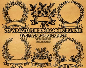 Kransbandbanderoll SVG-paket: Blomstermonogramdesigner (digital nedladdning)