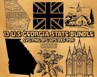 Paquete de archivos SVG con el contorno del estado de Georgia: archivo para grabado, diseño en blanco y negro (producto digital).