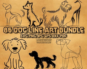 Paquete de imágenes SVG de dibujos minimalistas de perros (descarga digital)