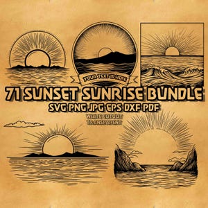 Sunset Sunrise SVG Bundle: Beach & Mountain Designs (Digital Download)