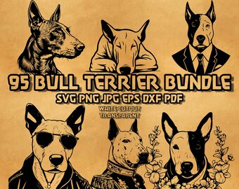 Bull Terrier SVG Bundle: Floral, Cowboy, Mafia (Digital Files)
