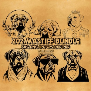 Mastiff Dog SVG Bundle: Floral, Cowboy, Royal Designs