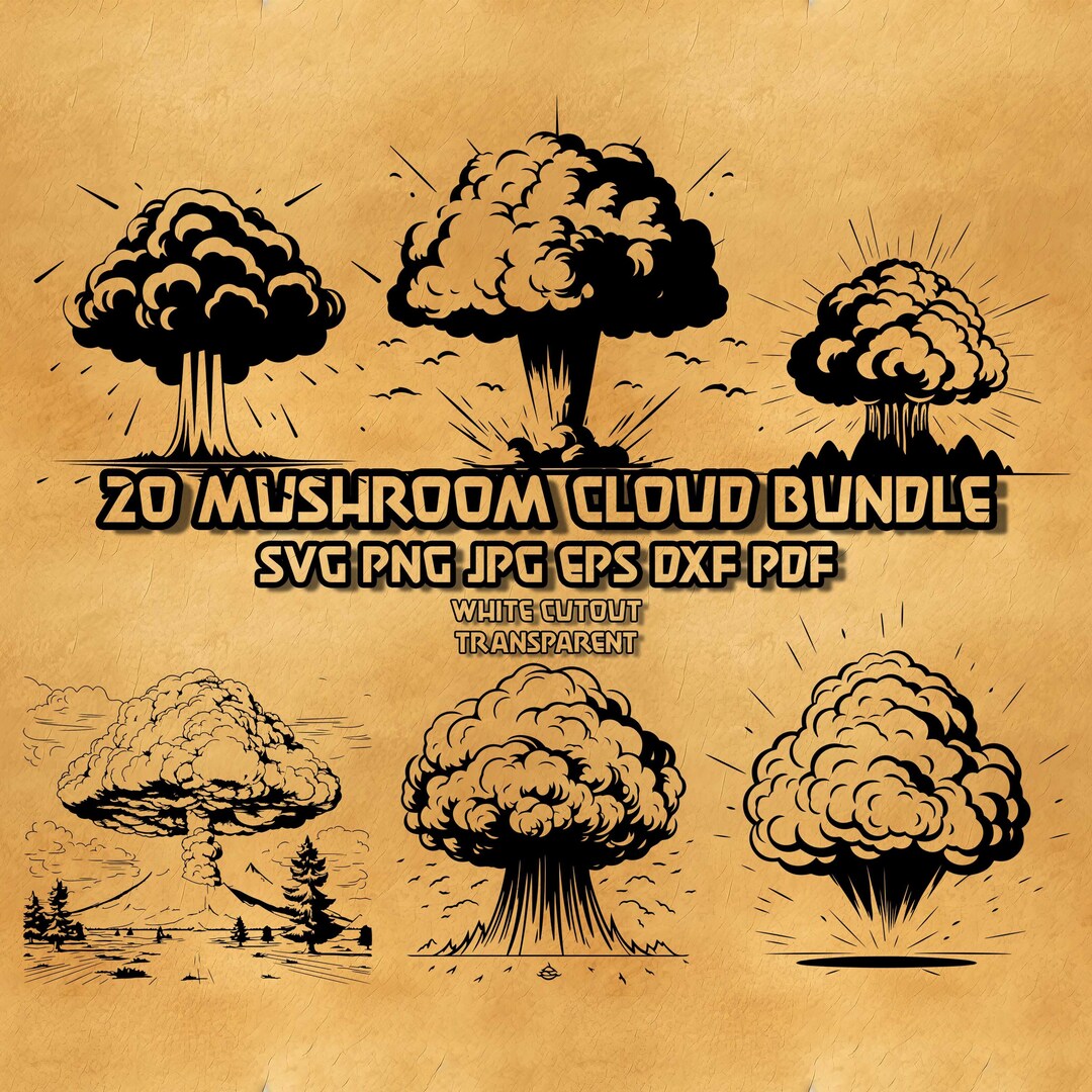 Explosion Cjoud Svg Atomic Blast SVG Bundle Explosion Cloud Illustrations Nuclear Mushroom ...